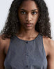 & Other Stories ruched side cotton midi dress in dark blue