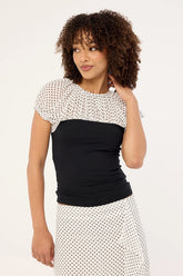 Motel Naria Top CFN White Basic Polka Black