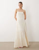 lace trapeze maxi dress in neutral