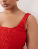 Curve exclusive Selina beach textured cotton shirred maxi sundress in red