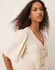 JDY linen mix midi shirt dress in beige