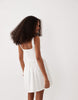 scoop ribbed bodice with poplin skirt mini dress in white