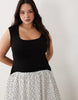 Curve sleeveless scoop neck hybrid maxi dress in mono spot