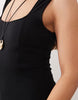 Petite square neck seam detail midi dress in black