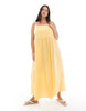 Pieces Curve cami midi dress in pale yellow stripe
