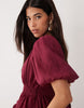 YAS premium volume tiered maxi dress in burgundy