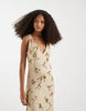 Motel Lisandy bloom leaf halter midaxi dress in taupe