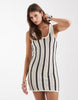 crochet knit summer mini dress in ecru