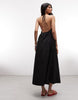 COLLUSION high neck channel detail maxi dress in black