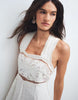 Topshop cutwork broderie mixed trapeze maxi dress in white