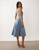 TFNC stretch denim cami cup detail full skirt midi dress in blue