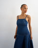 Topshop denim barrel maxi dress in indigo rinse