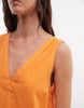 cotton linen v neck smock midi dress in orange