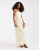 JJXX ruched strapless maxi dress in butter yellow