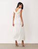 Vero Moda sleeveless satin maxi dress with lace detail in champagne