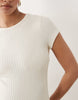 Maternity ribbed cap sleeve ruched midi dress in cream
