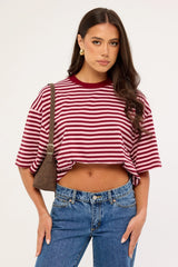 Lioness Bloom Short Sleeve Raspberry Blush Stripe