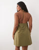 Curve poplin halter neck swing mini sundress in olive