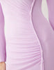 mesh long sleeve maxi dress with twist detail in lilac