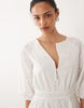 Mango 100% cotton long sleeve embroidered mini dress in white