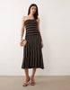 Pretty Lavish knit bandeau midi dress in brown cream stripe