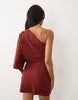 linen look jersey mini dress in rust