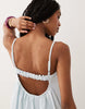 cami mini bubble dress with open back in light blue