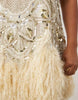 ASOS LUXE Curve embellished scoop neck mini dress with faux feather hem in pale yellow