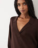 ARKET open knit polo shirt dress in brown