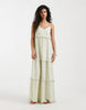 Vero Moda tiered cotton cami maxi dress with scallop edge detailing in pale green