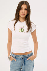 Luck & Trouble Pickles Ribbon Baby Tee White