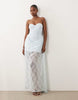 Premium corset bandeau lace maxi dress with skirt overlay in light blue