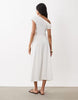 The Frolic exclusive jersey shirred waistband off shoulder midi dress in white