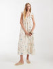 Vero Moda ruffle shoulder V-neck maxi dress in cream floral print