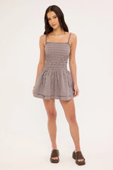 Worship Cheek Shirred Mini Dress Blackberry