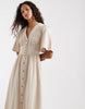 ONLY linen look midi shirt dress in beige