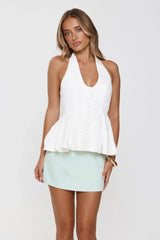 Casual Luxe Tailored Halter Top White
