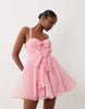 ASOS LUXE chiffon bow detail mini dress in bubblegum pink