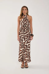 Perfect Stranger Elliot Halter Top Brown Print