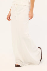 Luck & Trouble Malibu Linen Maxi Skirt White