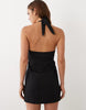 Mango starring Hailey Bieber twist front halterneck mini dress in black