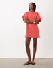 crew neck mini dress with tie sleeve detail in red