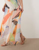 Curve chiffon high neck maxi dress in multi abstract print