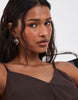 Vero Moda linen look cami strap midi dress in chocolate