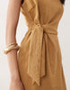 Mango boat neck belted sleeveless mini dress in brown