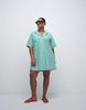 Curve bowling shirt dress in green stripe