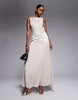 a-line dropped panel waist maxi dress with godets in stone