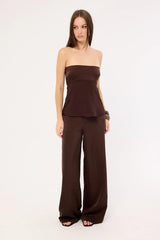 Perfect Stranger Ellie Strapless Satin Top Brown