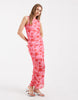 Pieces ruched midi dress in bold floral print
