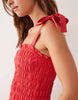 Esmée tie straps shirred waist beach midaxi dress in red
